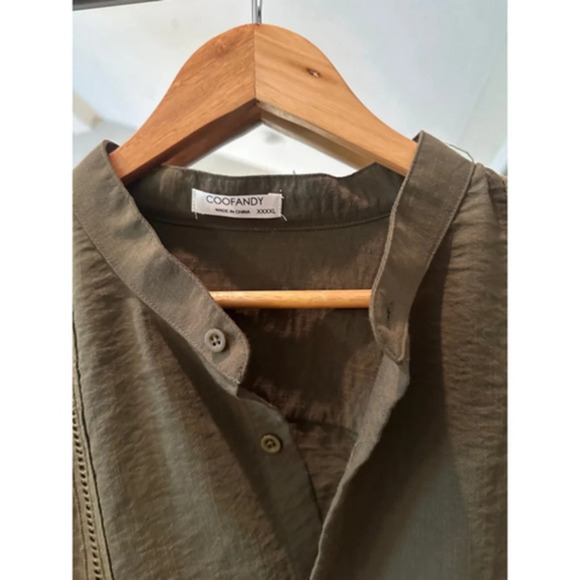 COOFANDY Men's Shirt Green 4XL - Picture 2 of 5